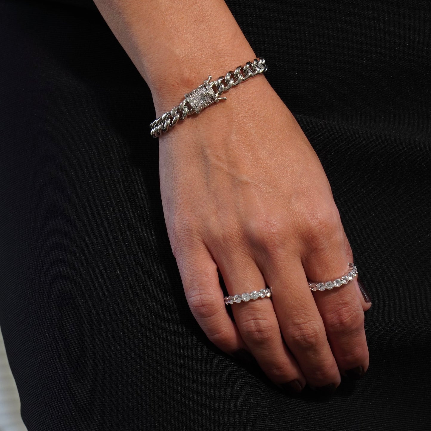 7 INCHES 8MM LINKS BRACELET | White Rhodium Plated