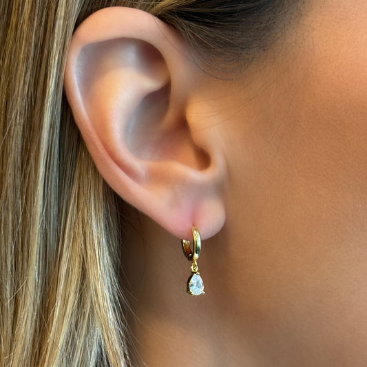 MINIMALIST DROP HOOPS | 18K Gold Plated - Unique Brazilian Jewelry