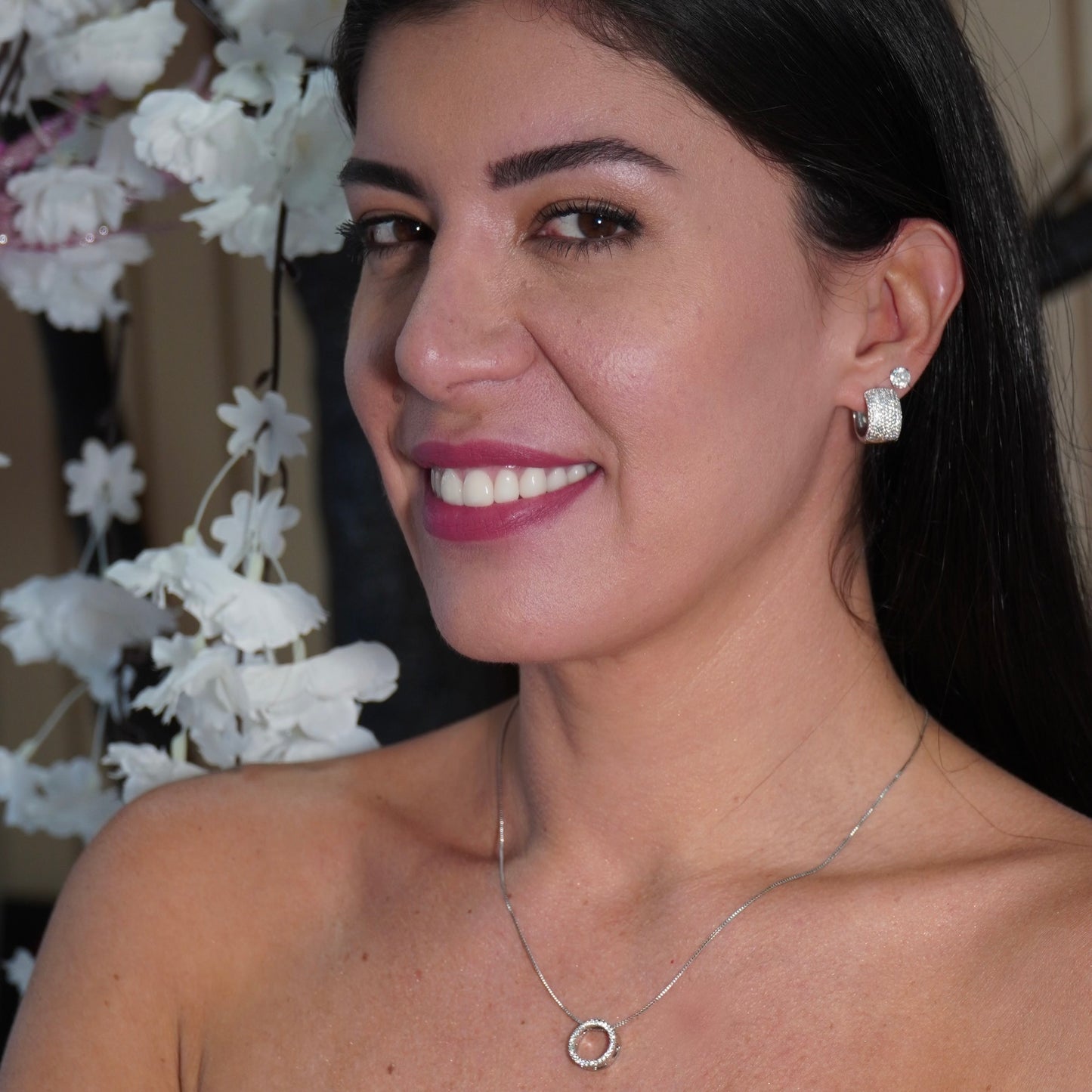 CLASSY HOOPS | White Rhodium Plated
