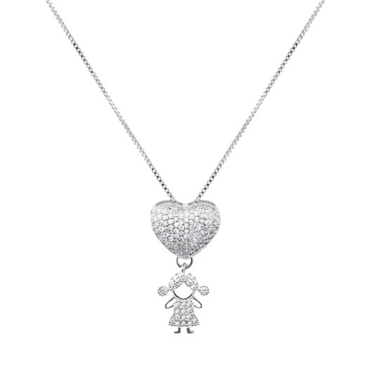 GIRL NECKLACE | White Rhodium Plated
