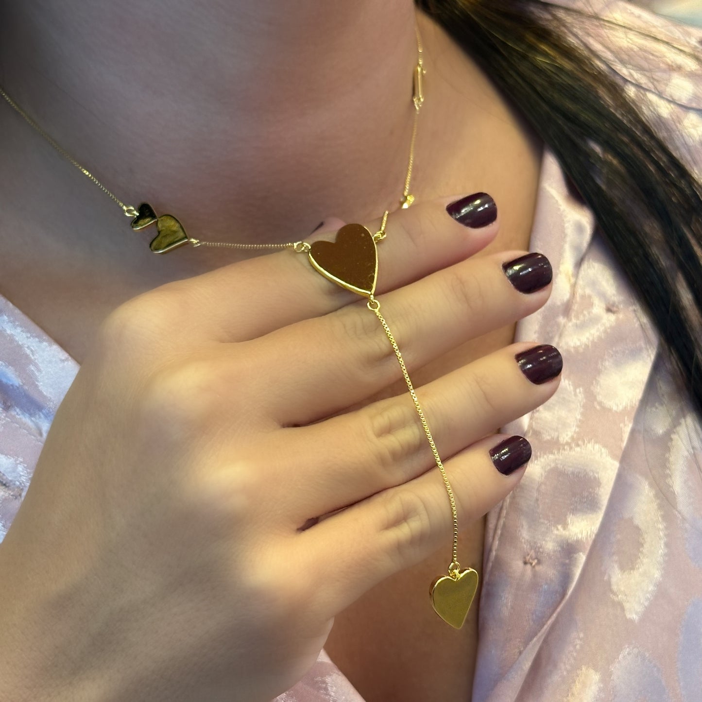 LOVELY HEARTS NECKLACE | Double 18k Gold Plated