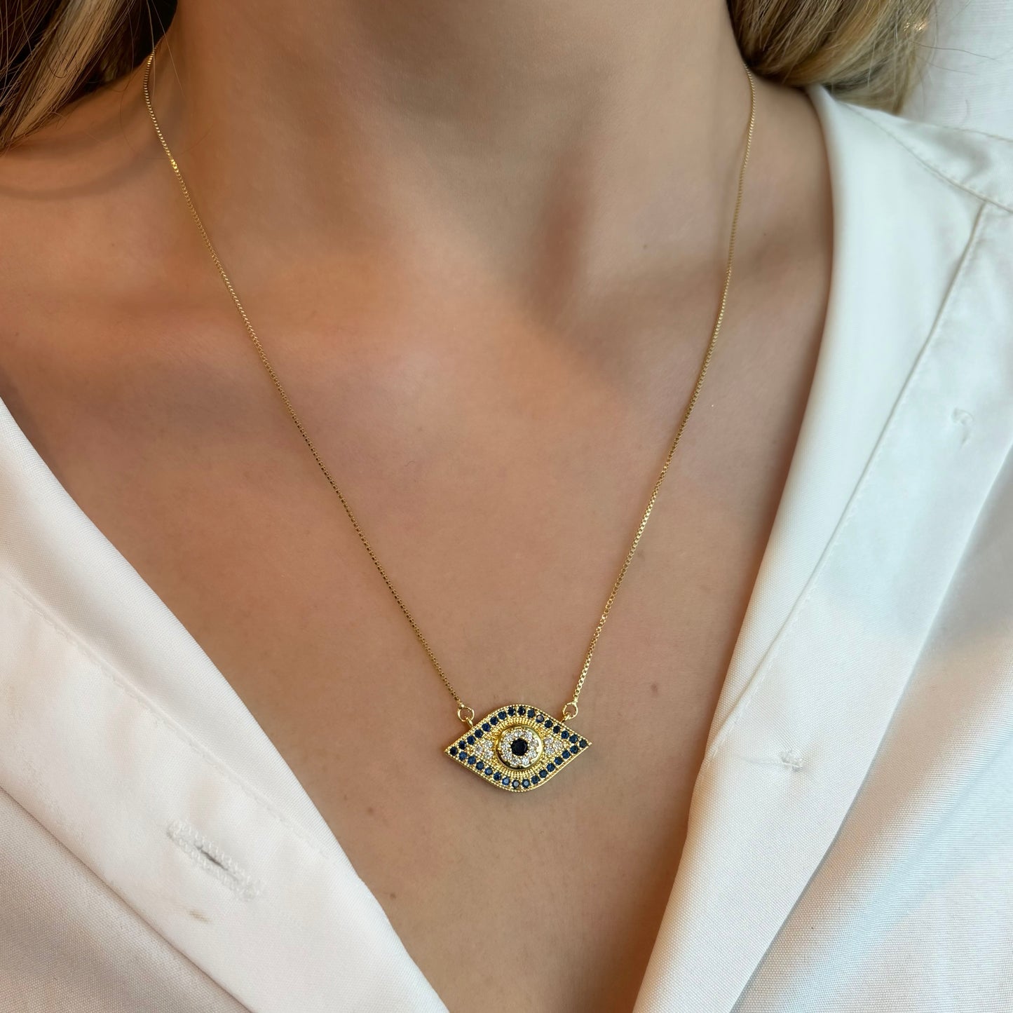 BLUE EVIL EYE NECKLACE | 18K Gold Plated