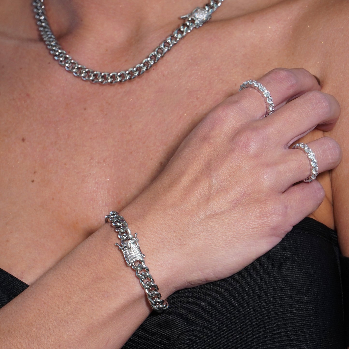 7 INCHES 8MM LINKS BRACELET | White Rhodium Plated