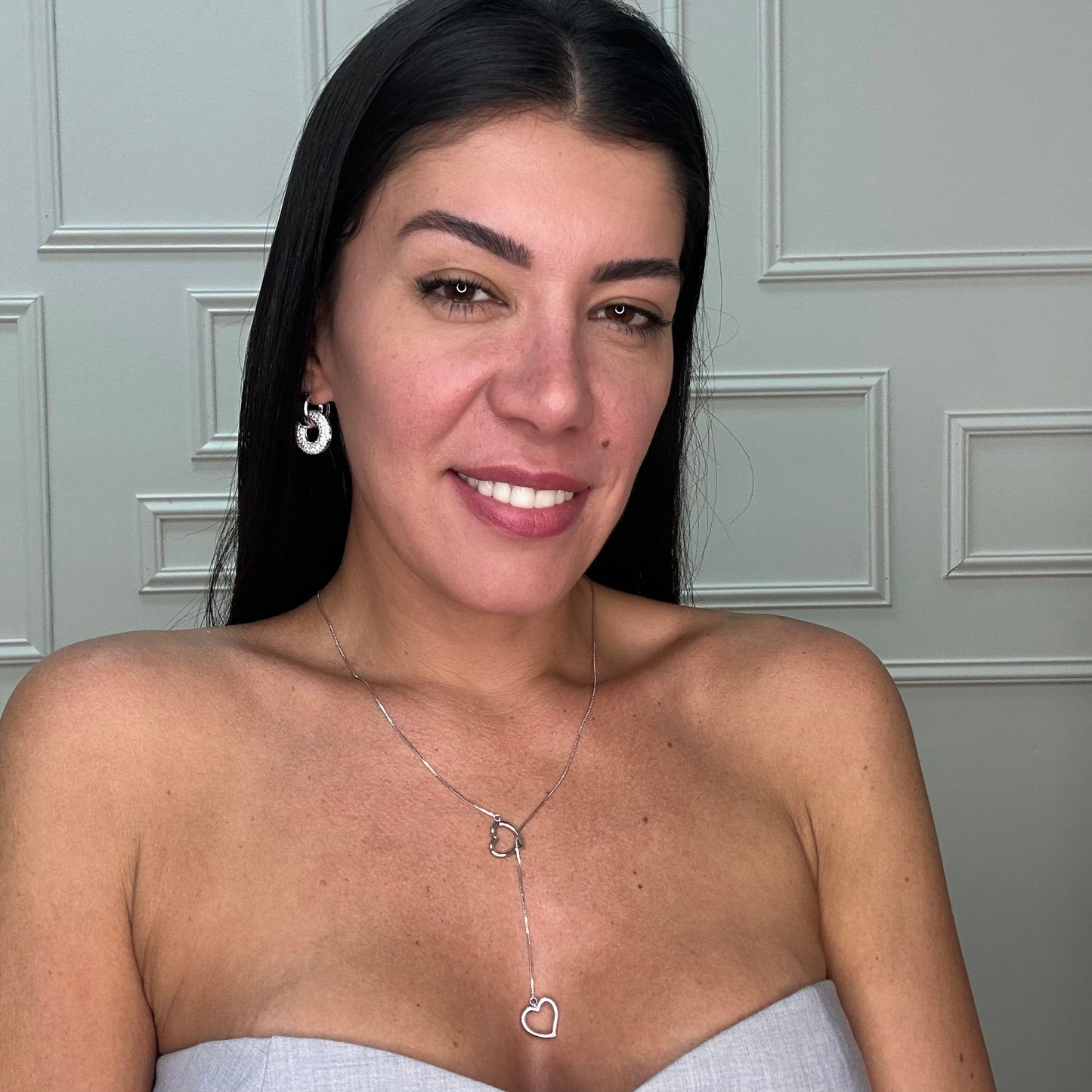 LOVELY HEART NECKLACE | Double White Rhodium Plated
