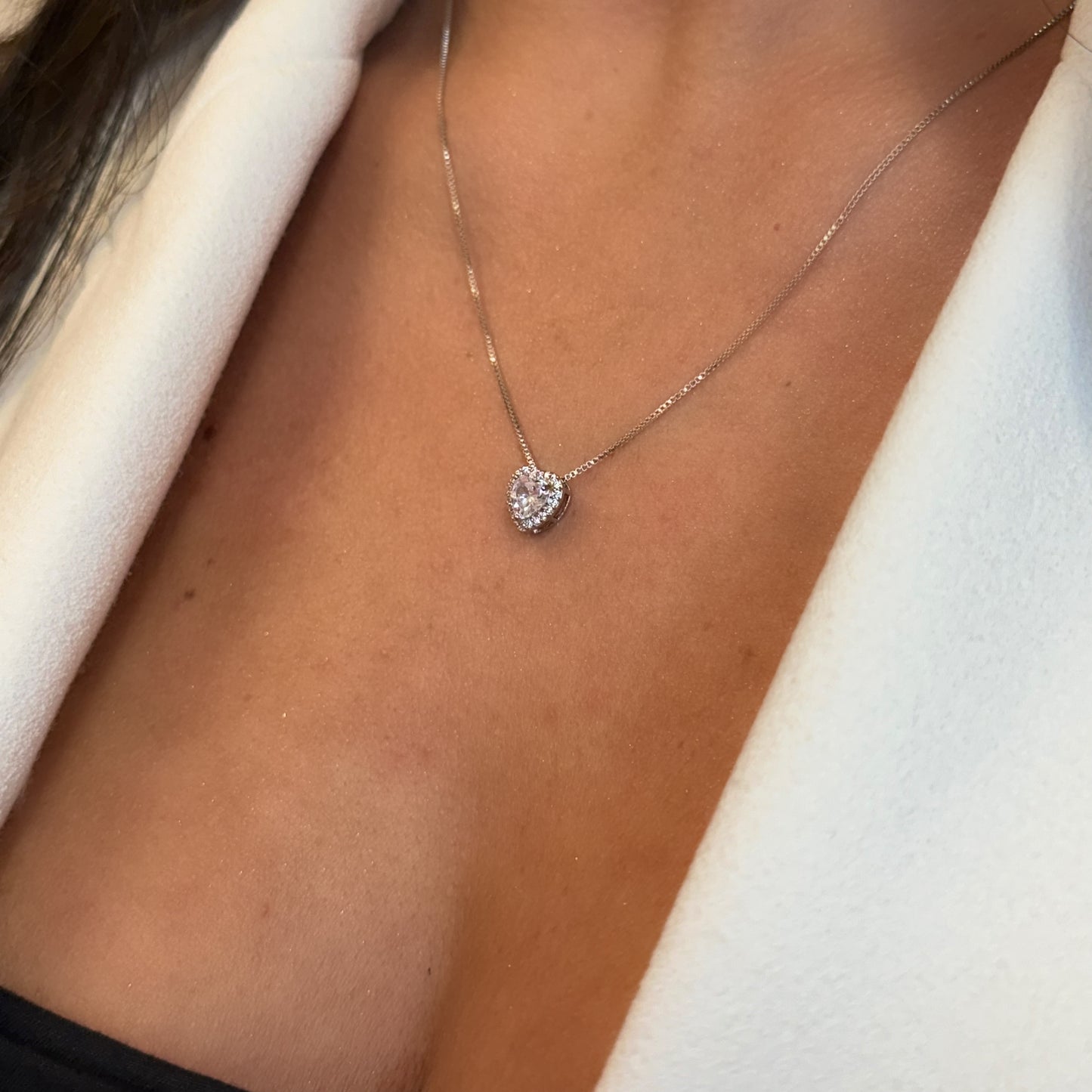 PRINCESS HEART SET | Double White Rhodium Plated