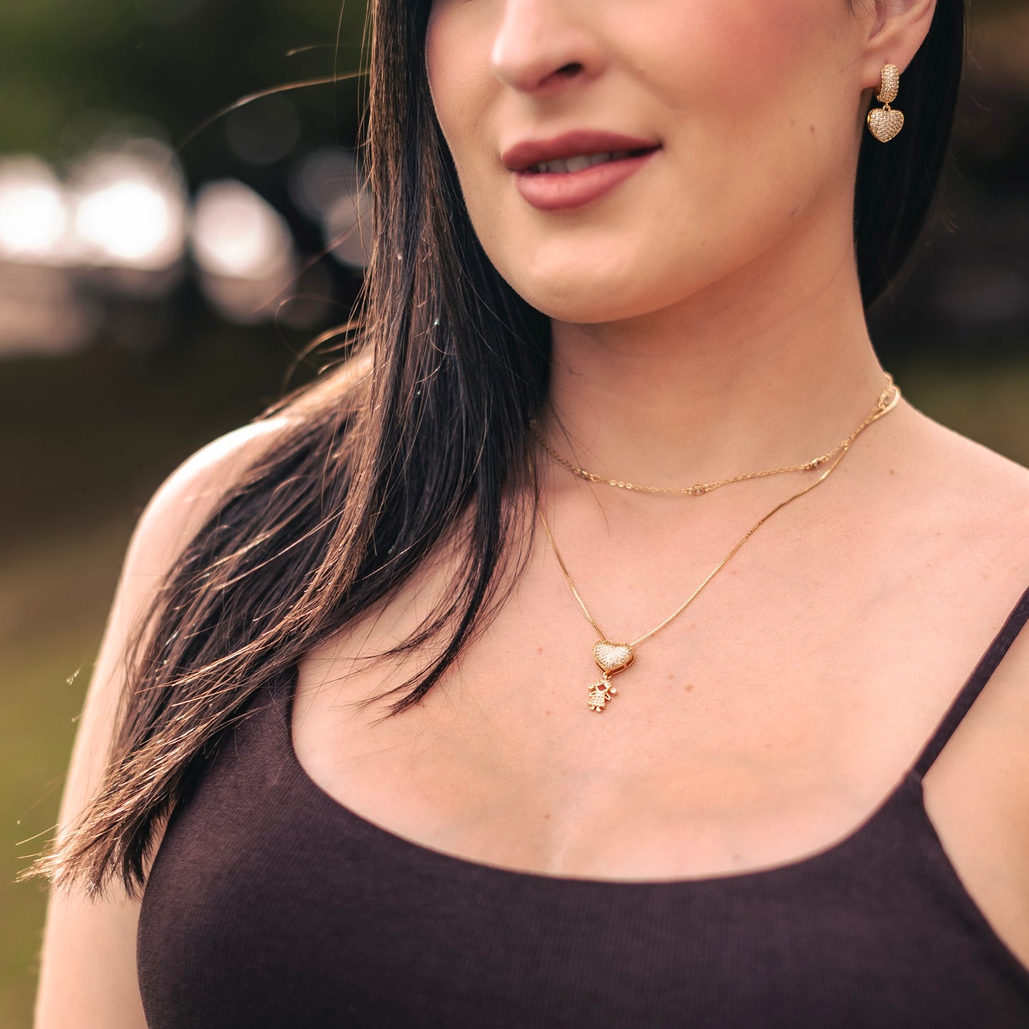 HEART HOOPS EARRINGS | Double 18K Gold Plated