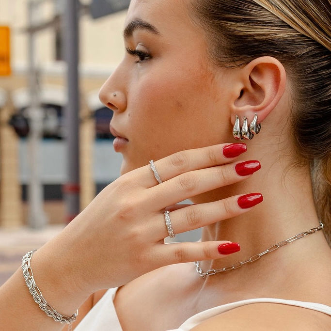 NOA Hoop Trio | White Rhodium Plated