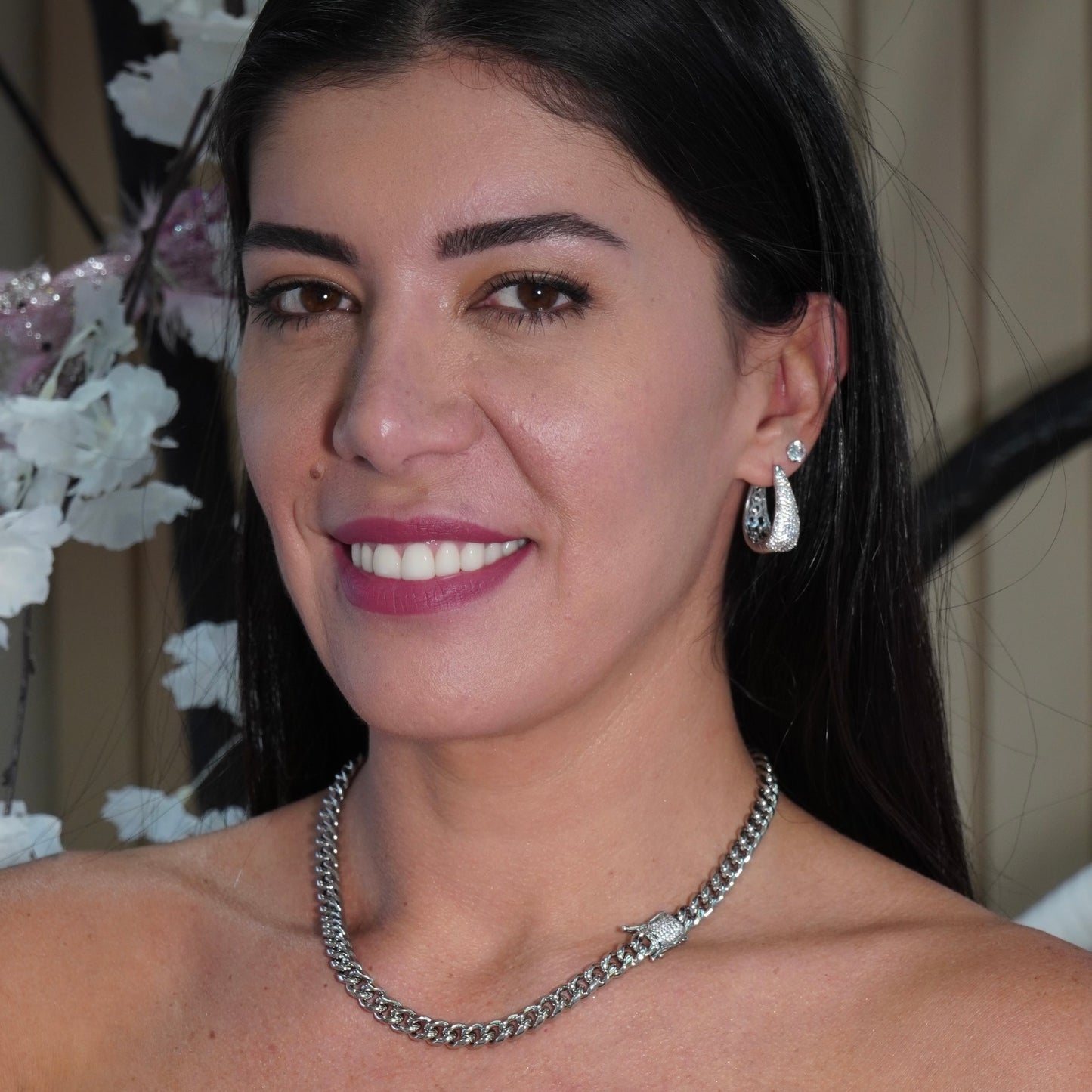 20 INCHES 8MM LINKS NECKLACE | White Rhodium Plated