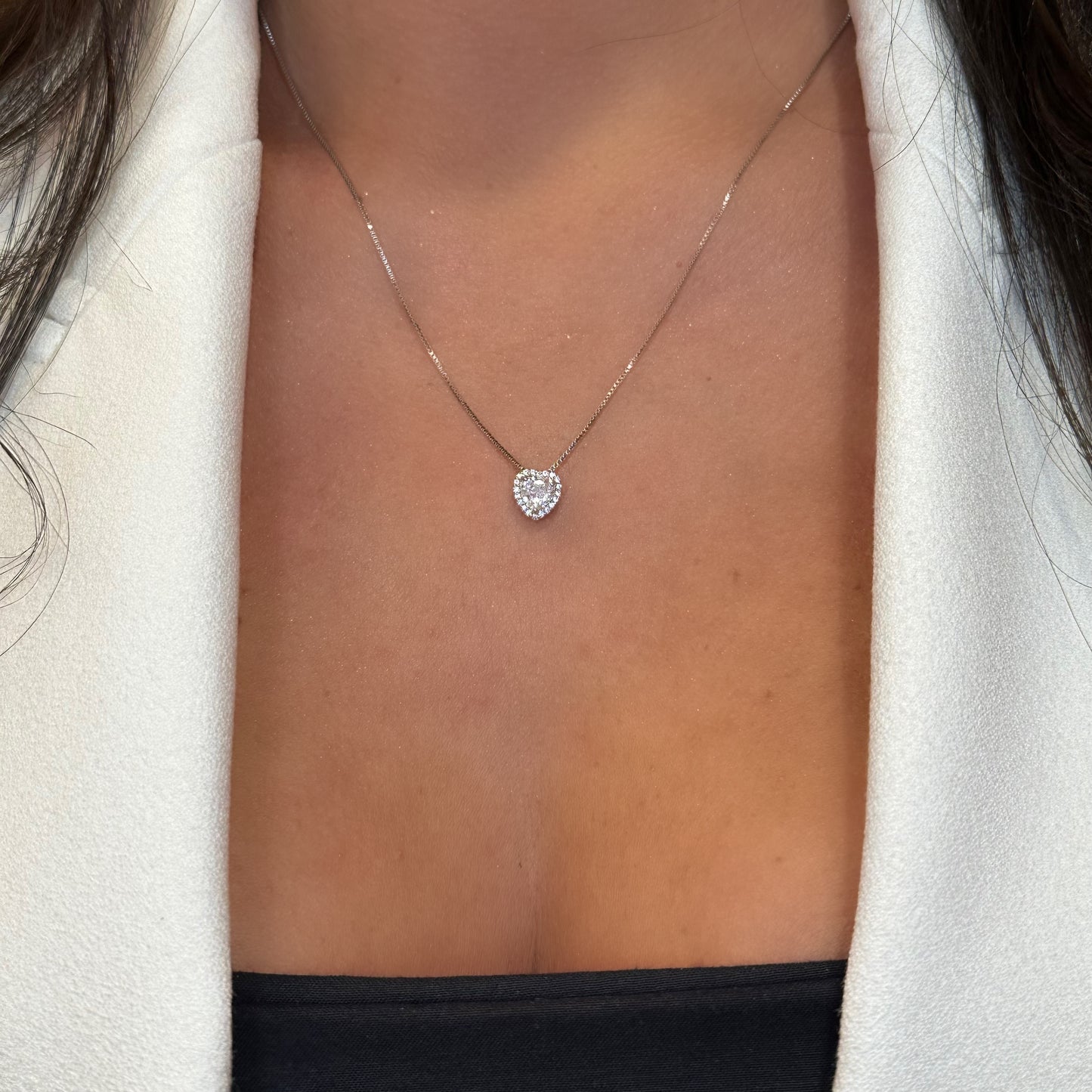 PRINCESS HEART SET | Double White Rhodium Plated