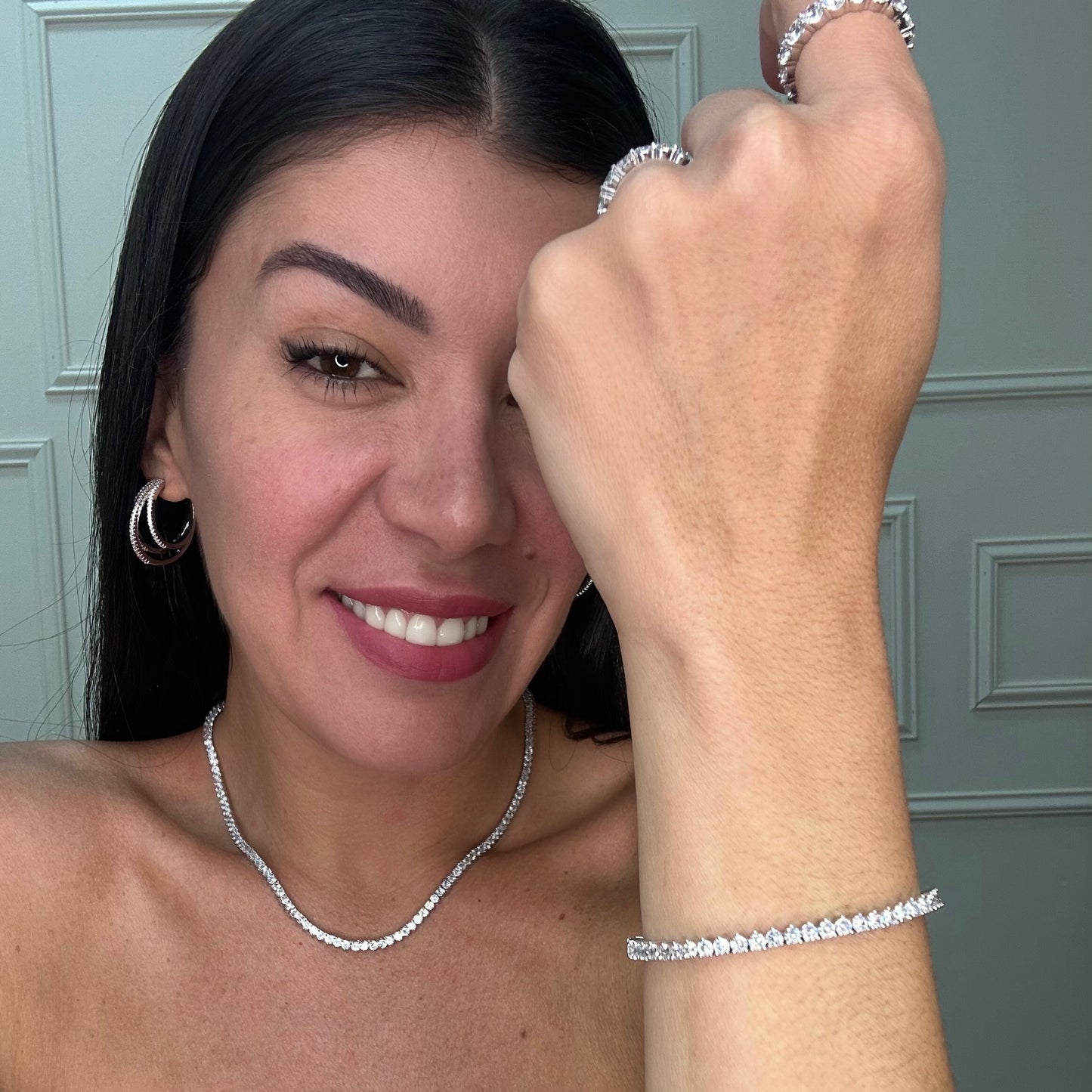 7 IN / 18CM - TENNIS CHAIN BRACELET | White Rhodium Plated