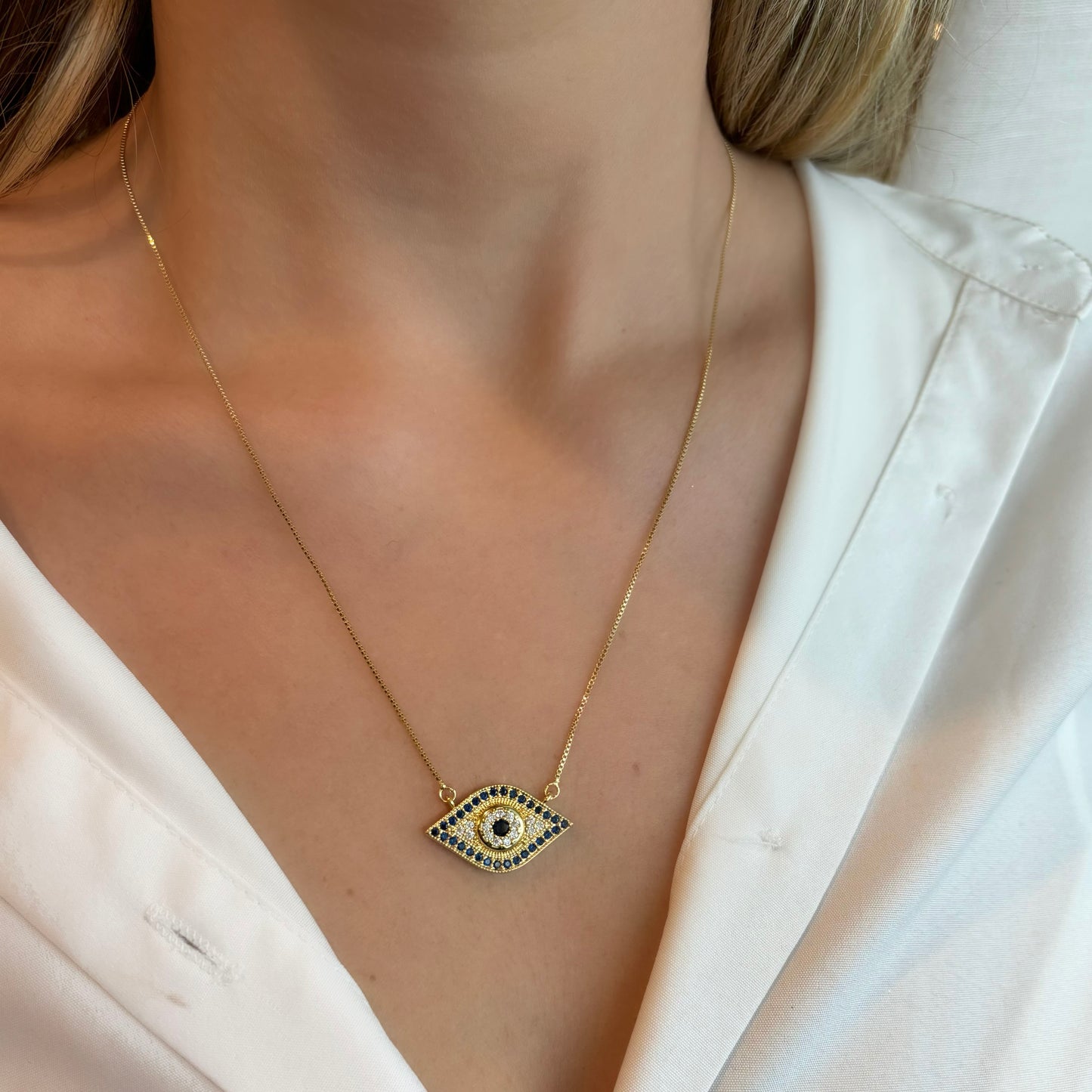 BLUE EVIL EYE NECKLACE | 18K Gold Plated