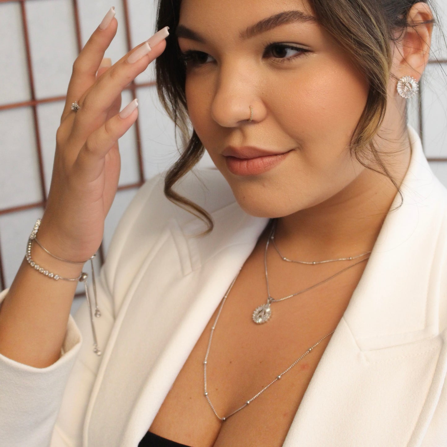 Little Balls Necklace Chain 24" Inches | White Rhodium Plated