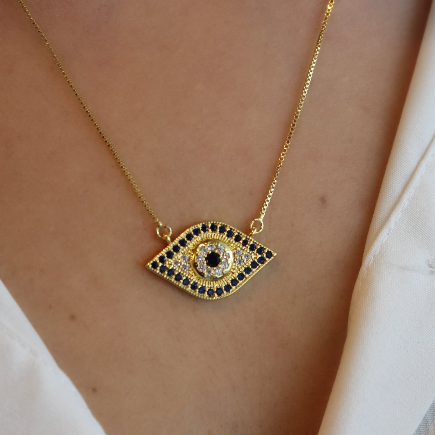 BLUE EVIL EYE NECKLACE | 18K Gold Plated