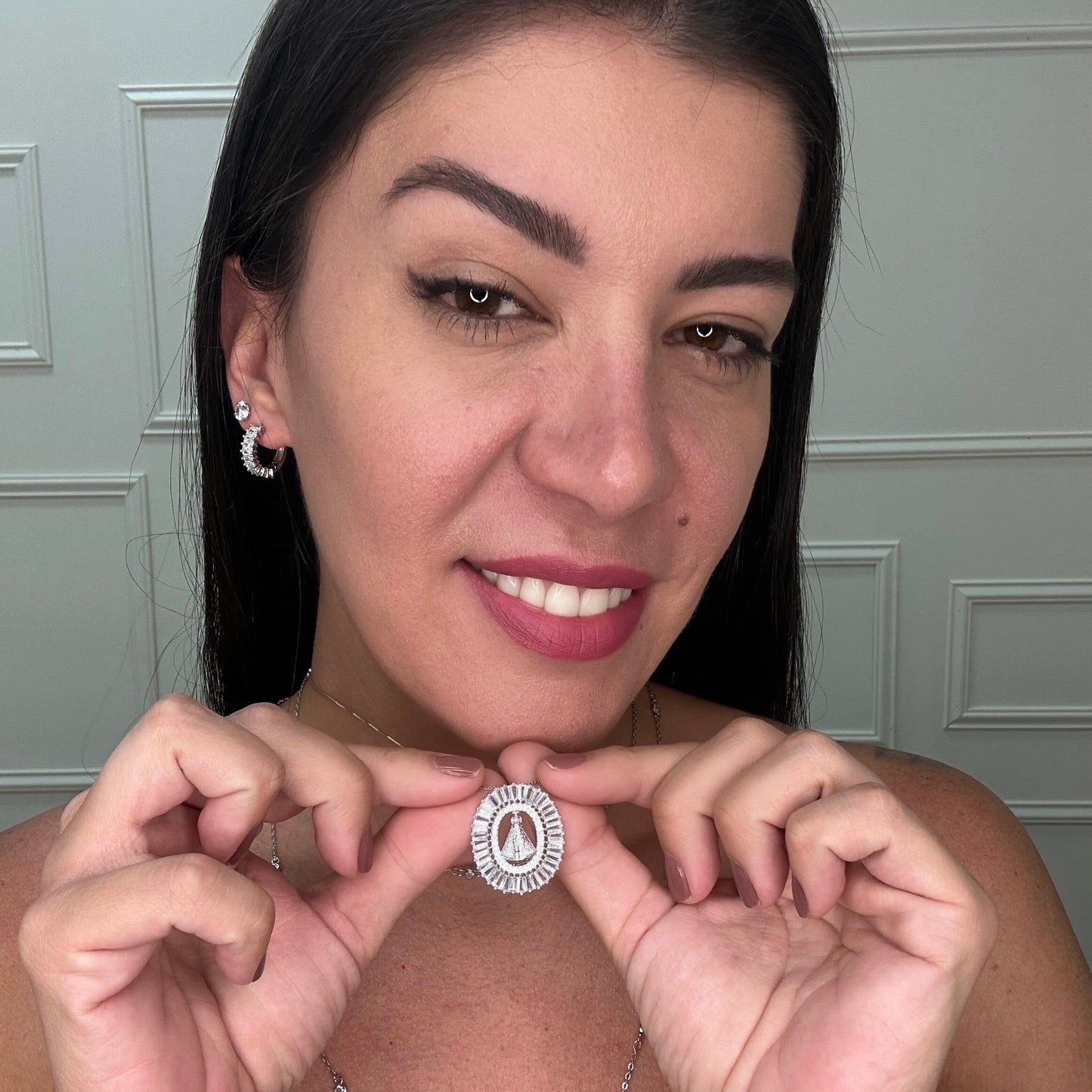 NOSSA SENHORA NECKLACE | White Rhodium Plated