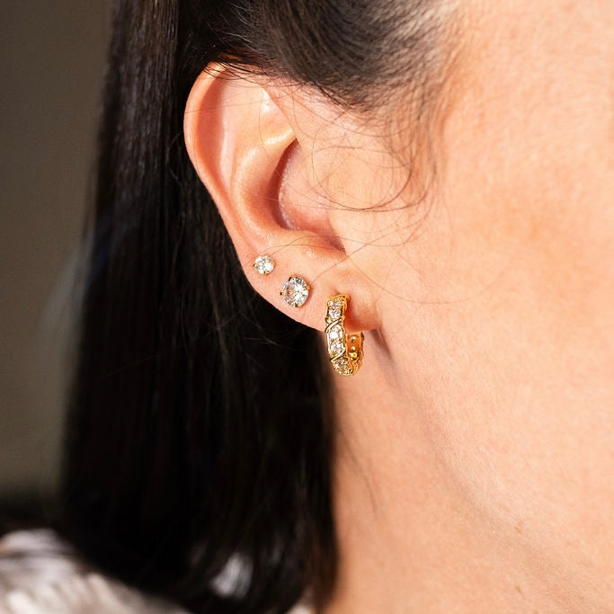 CIRCLE TRIO EARRINGS | 18K Gold Plated
