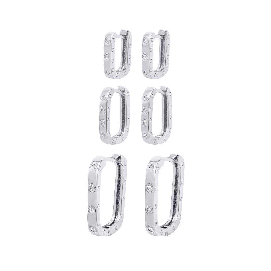 LUNELLE Hoop Trio | White Rhodium Plated