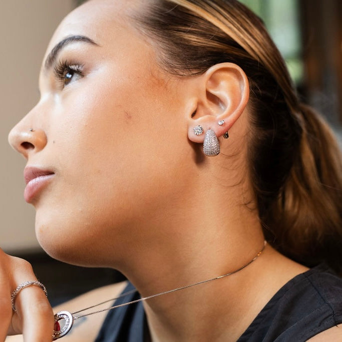 LUNARA Earrings | White Rhodium Plated