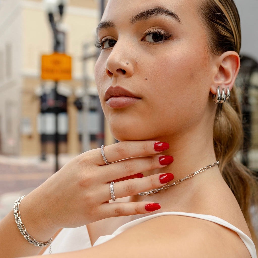 NOA Hoop Trio | White Rhodium Plated