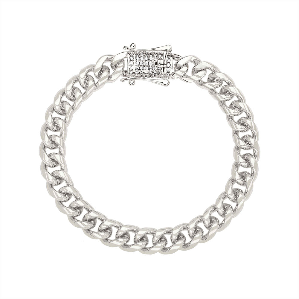 7 INCHES 8MM LINKS BRACELET | White Rhodium Plated
