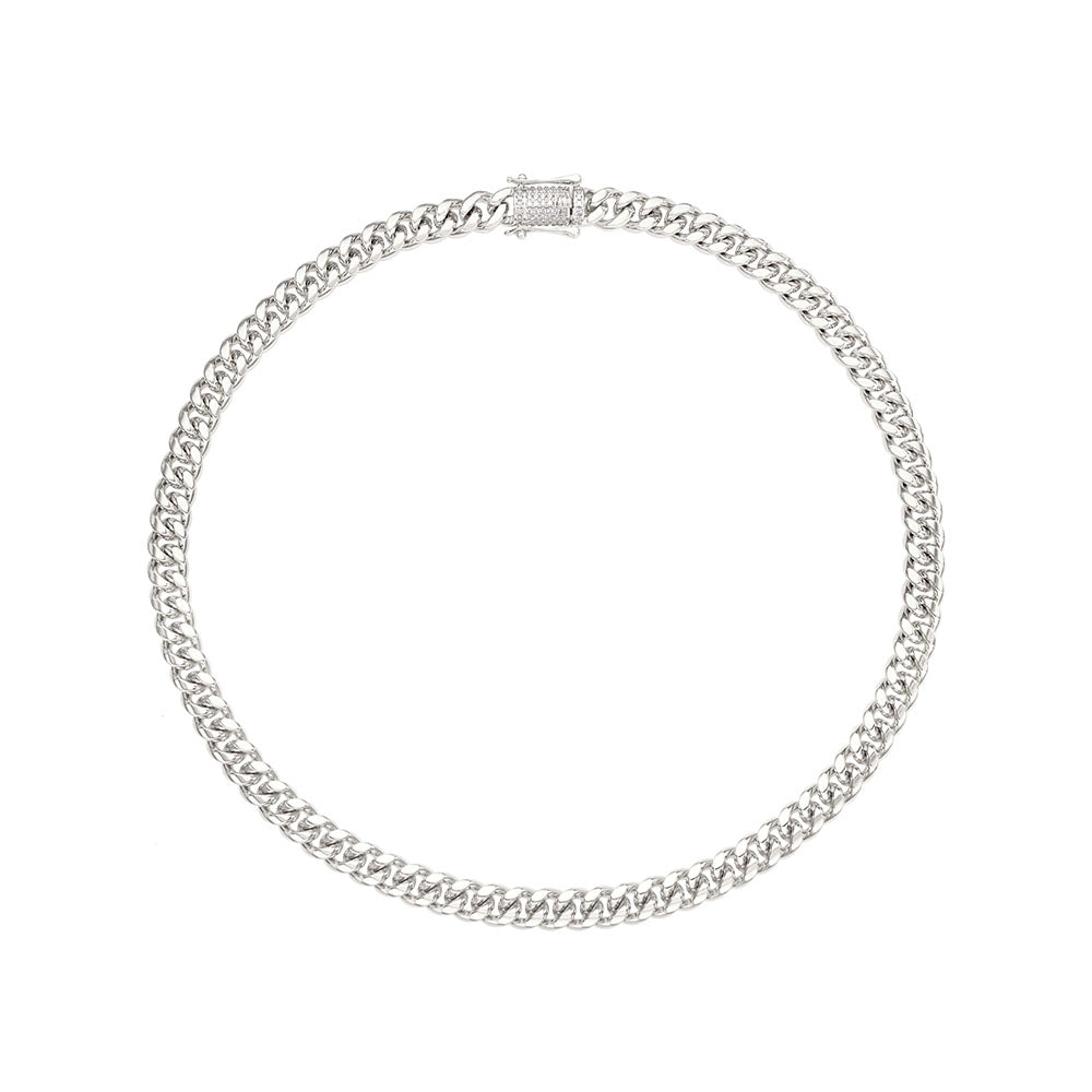 20 INCHES 8MM LINKS NECKLACE | White Rhodium Plated