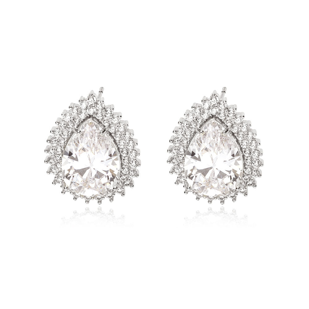 LUXURIOUS DROP SET | Double White Rhodium Plated
