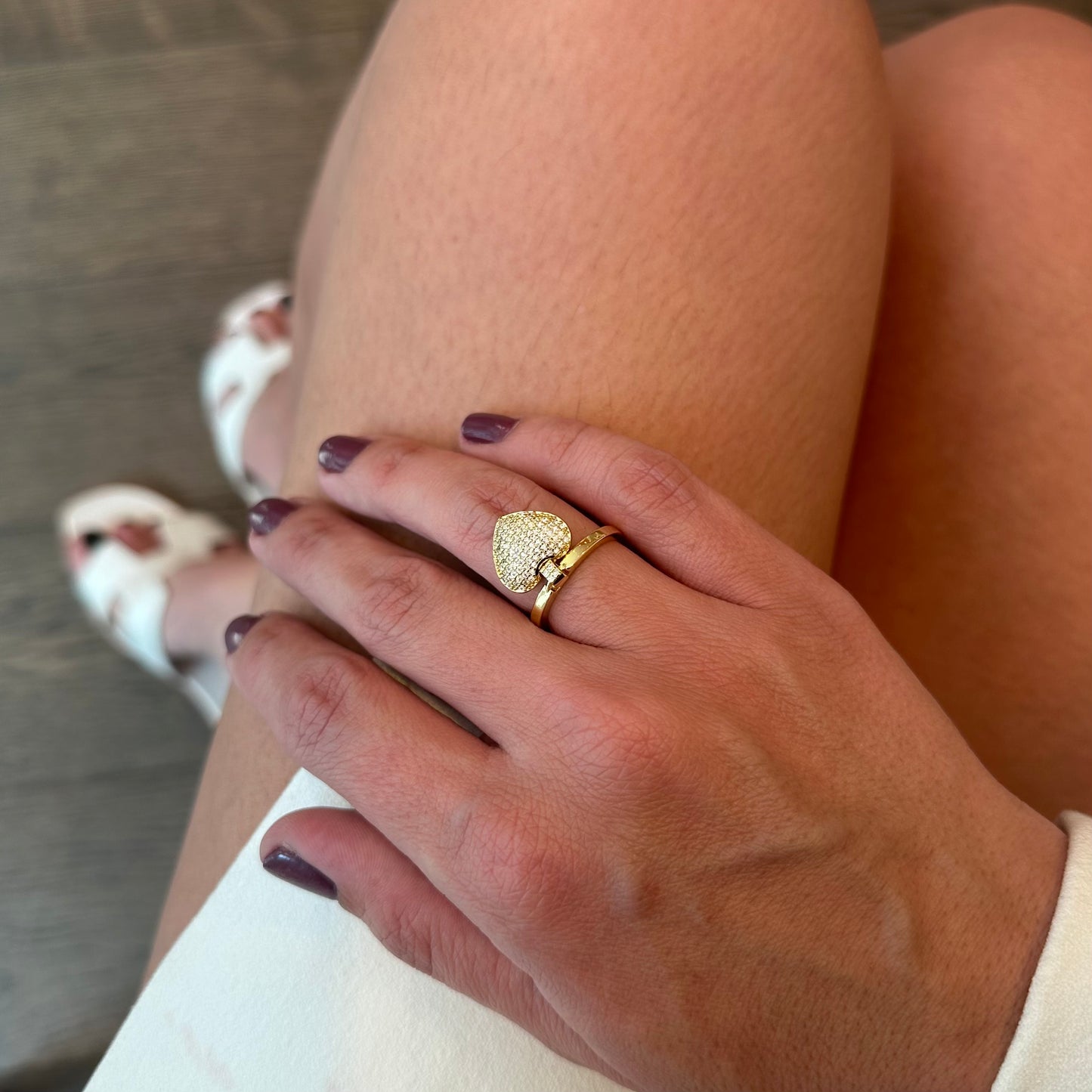HEART PENDANT RING | Fourfold 18K Gold Plated