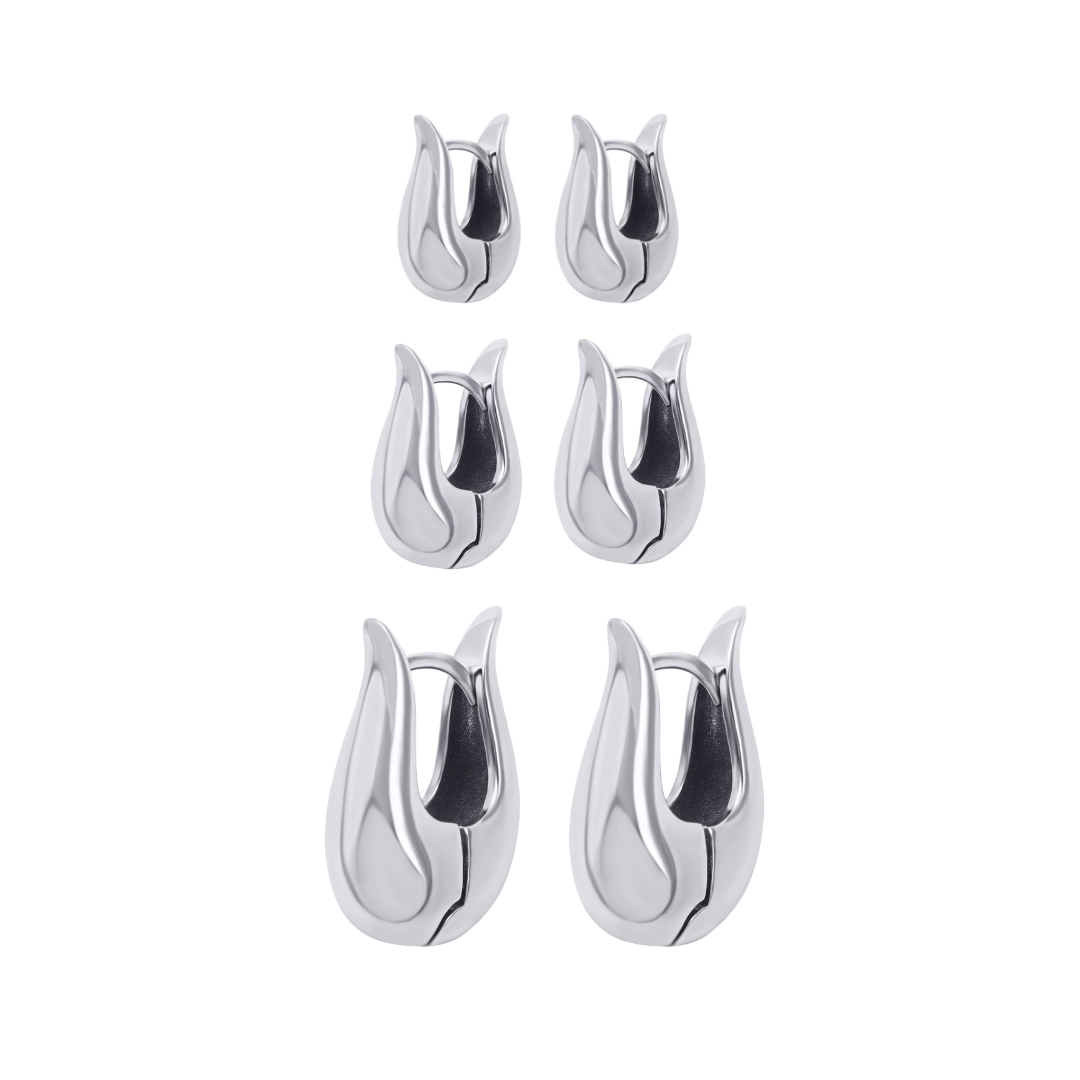 NOA Hoop Trio | White Rhodium Plated
