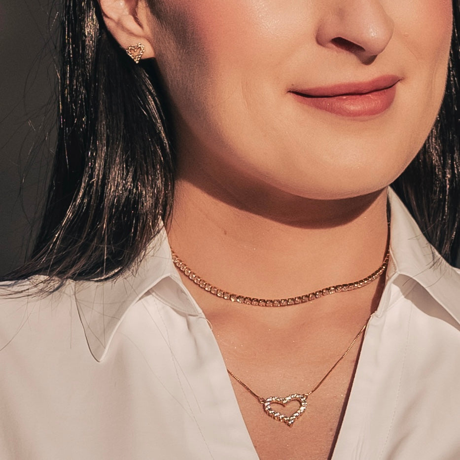BRYAN'S LOVE OPEN HEART NECKLACE | Double 18K Gold Plated
