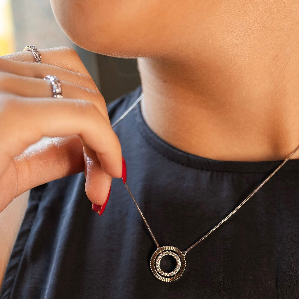 SOLARA Necklace | White Rhodium Plated