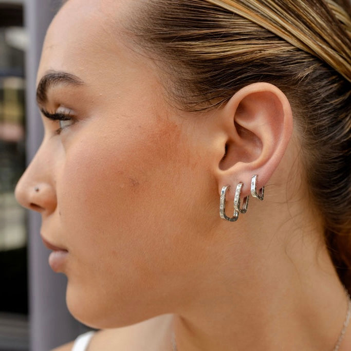 LUNELLE Hoop Trio | White Rhodium Plated