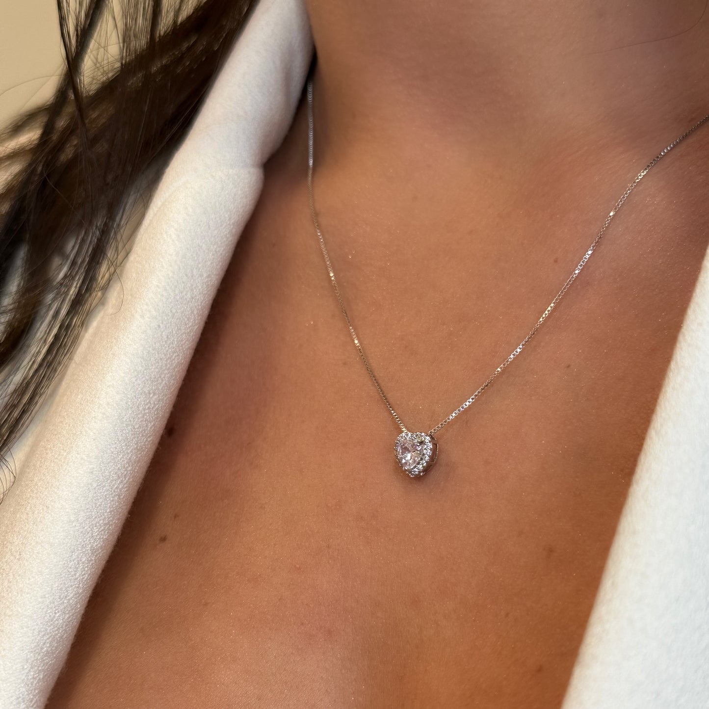 PRINCESS HEART SET | Double White Rhodium Plated