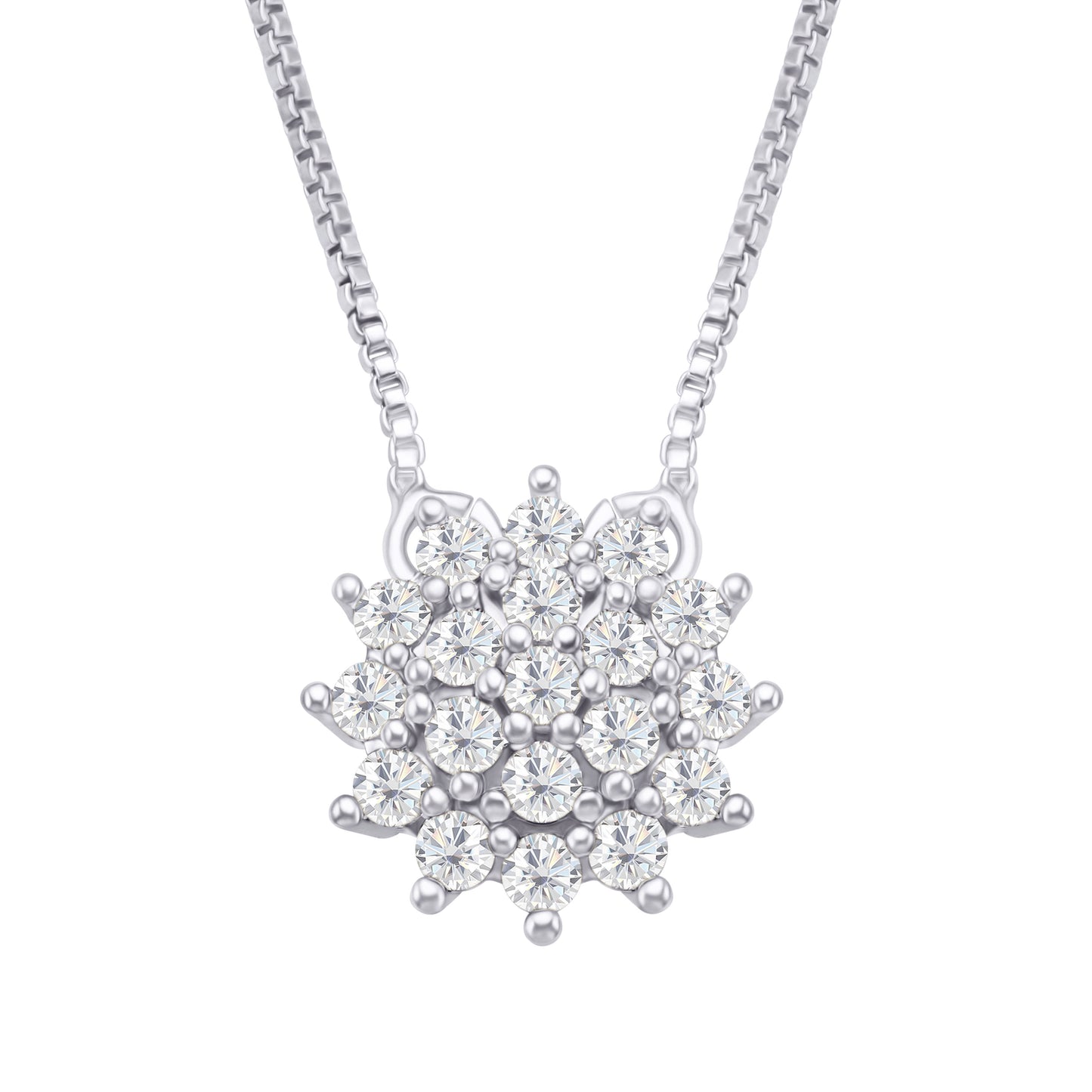 FLORA Necklace | White Rhodium Plated