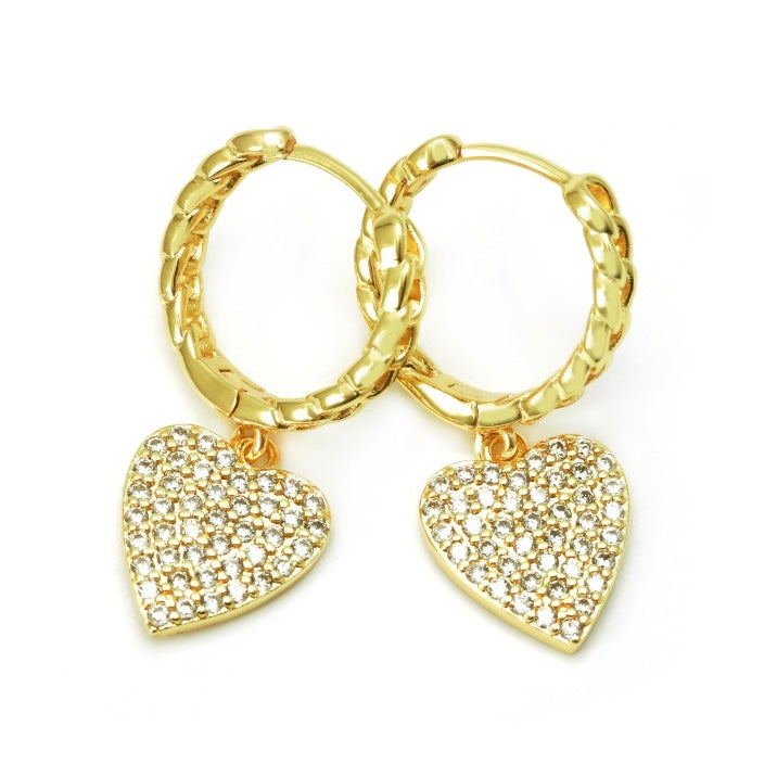 HEARTS & LINKS HOOPS EARRINGS | 18K Gold Plated
