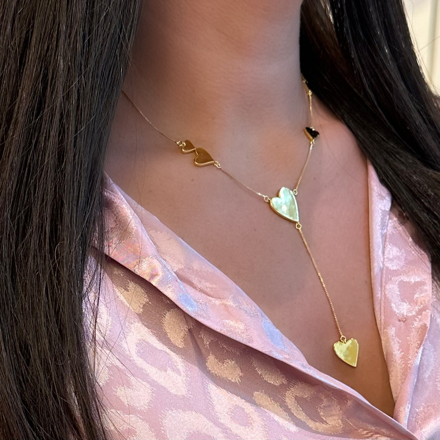 LOVELY HEARTS NECKLACE | Double 18k Gold Plated