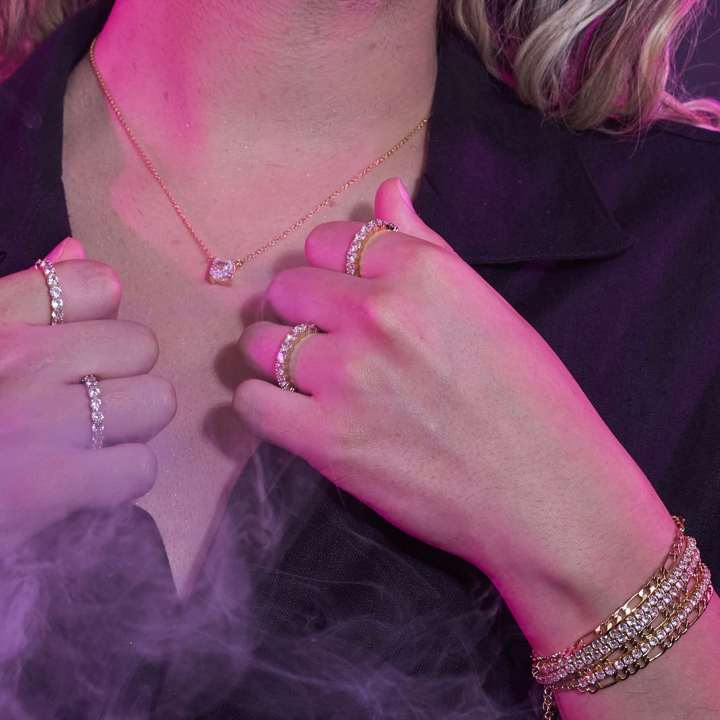 LIKE A DIAMOND SQUARE NECKLACE | Double 18K Gold Plated