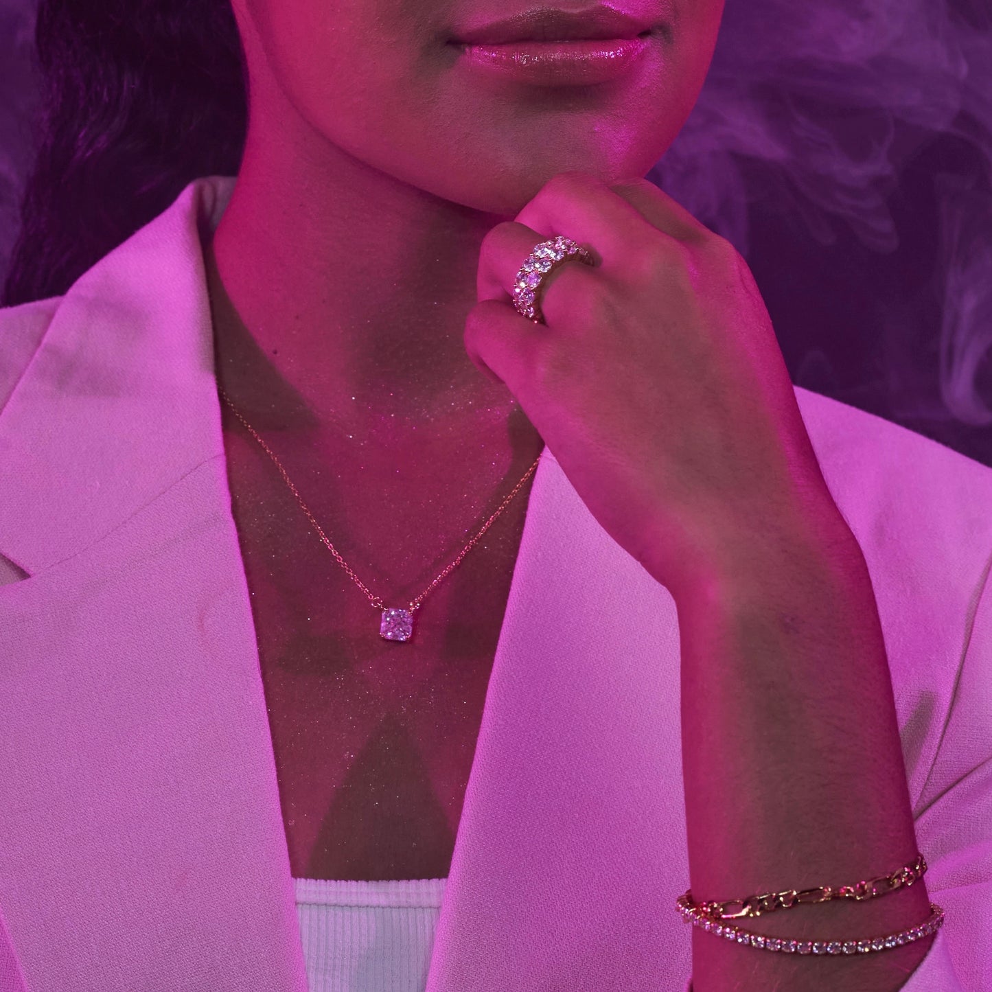 LIKE A DIAMOND SQUARE NECKLACE | Double 18K Gold Plated