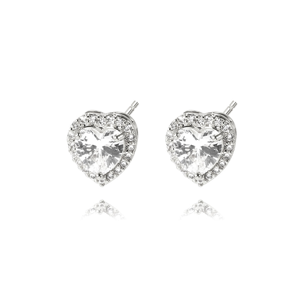 PRINCESS HEART SET | Double White Rhodium Plated