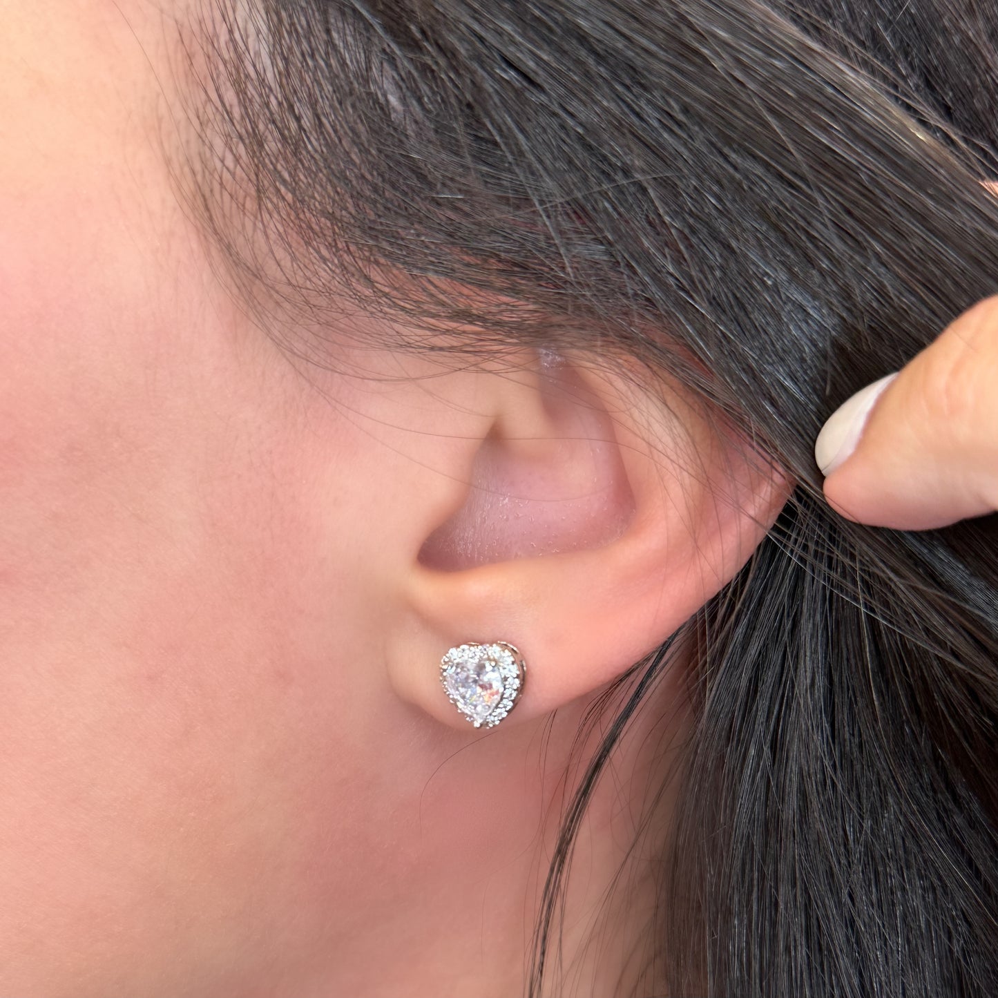 PRINCESS HEART SET | Double White Rhodium Plated