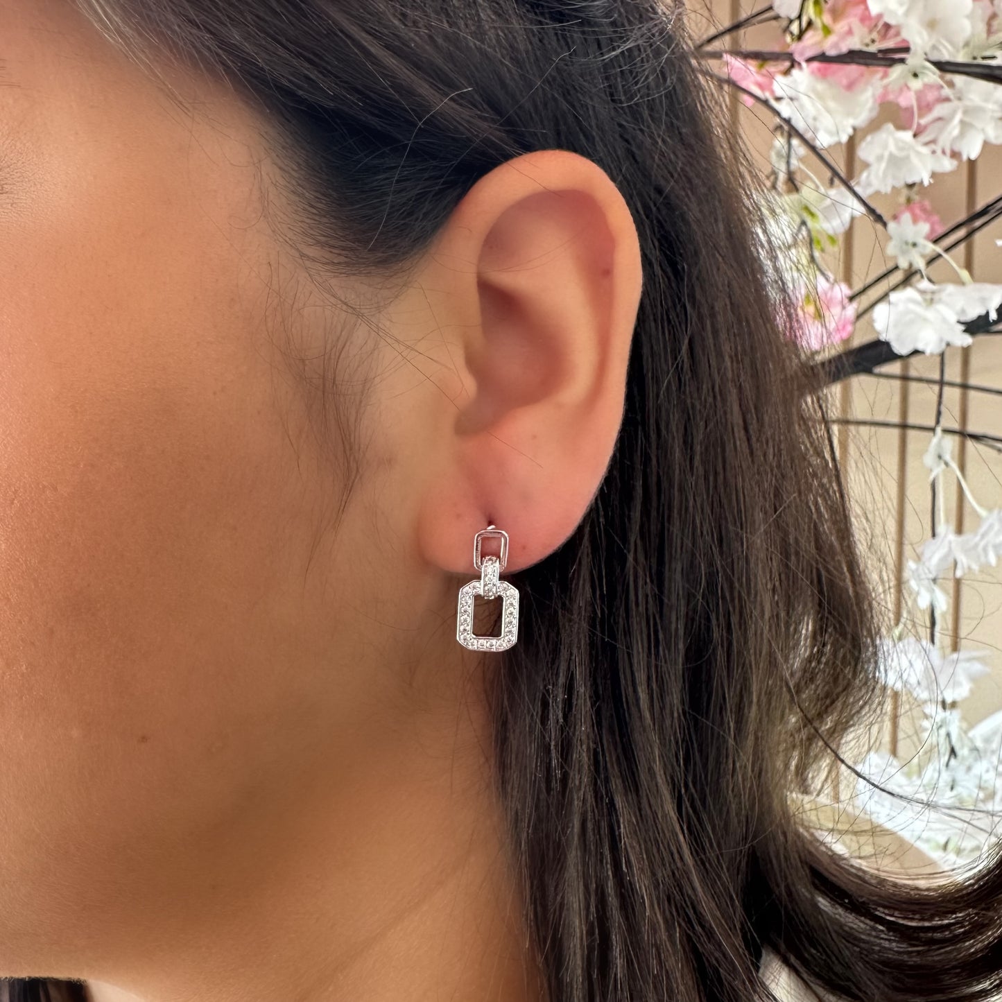 SMALL BLING EARRINGS | White Rhodium Plated
