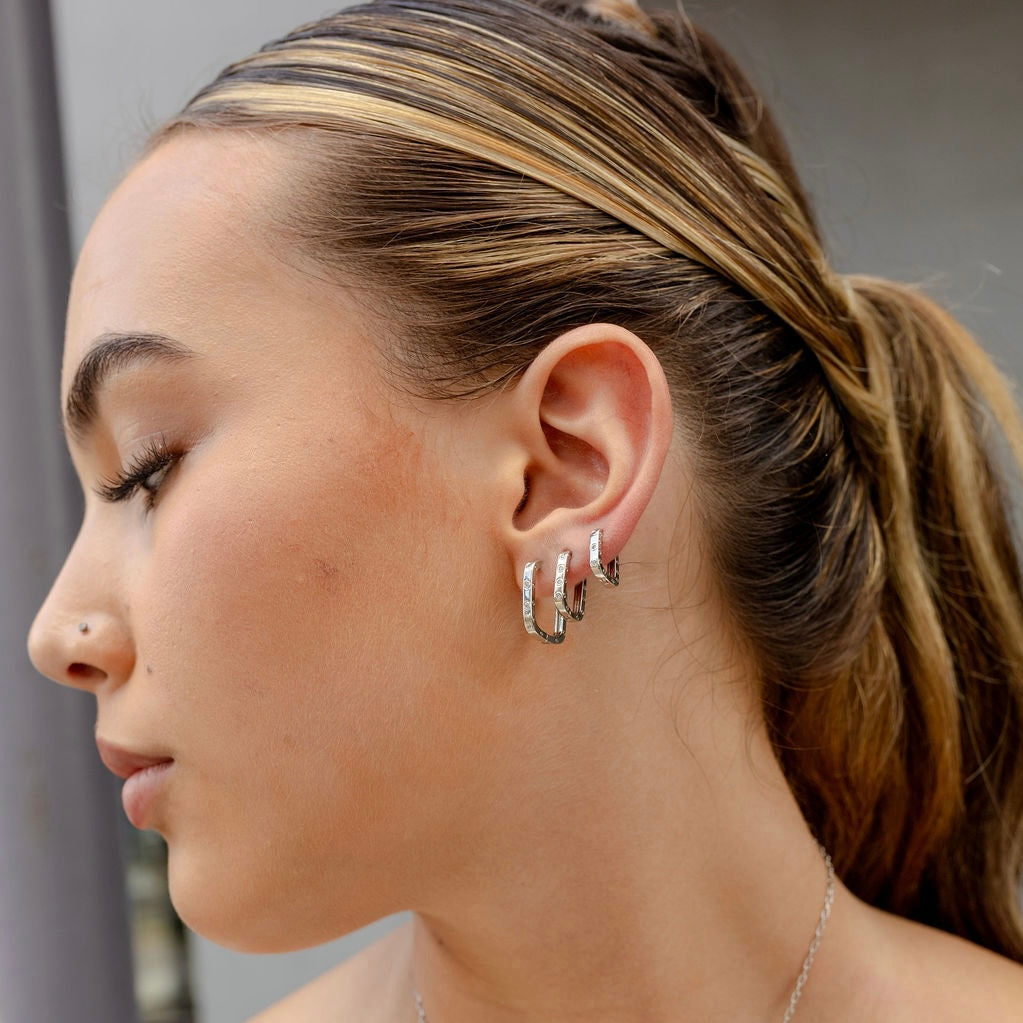 LUNELLE Hoop Trio | White Rhodium Plated