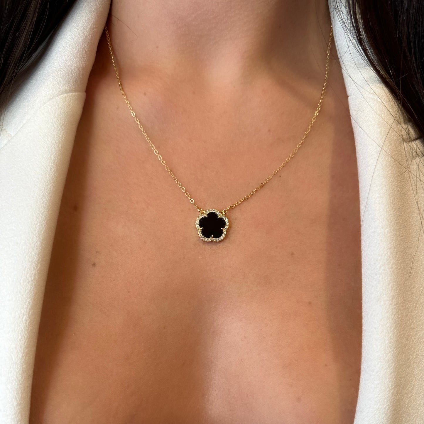 PARIS AGATE FLOWER NECKLACE | 18K Gold Plated