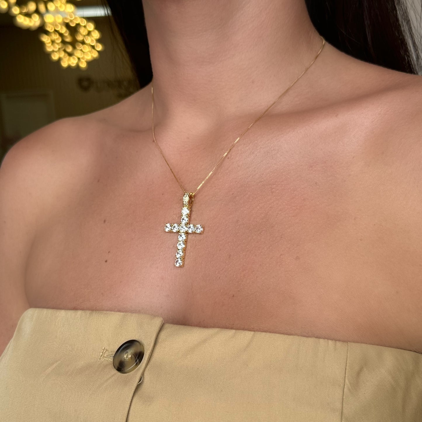 BRYAN'S GLAMOROUS CROSS NECKLACE | Double 18K Gold Plated