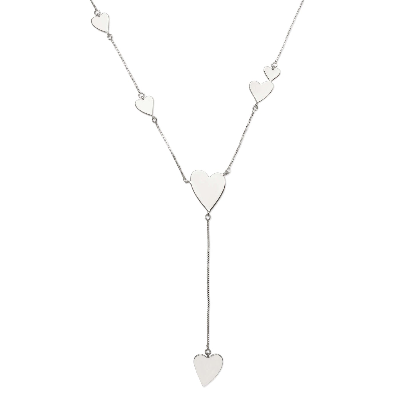 LOVELY HEARTS NECKLACE | Double White Rhodium Plated