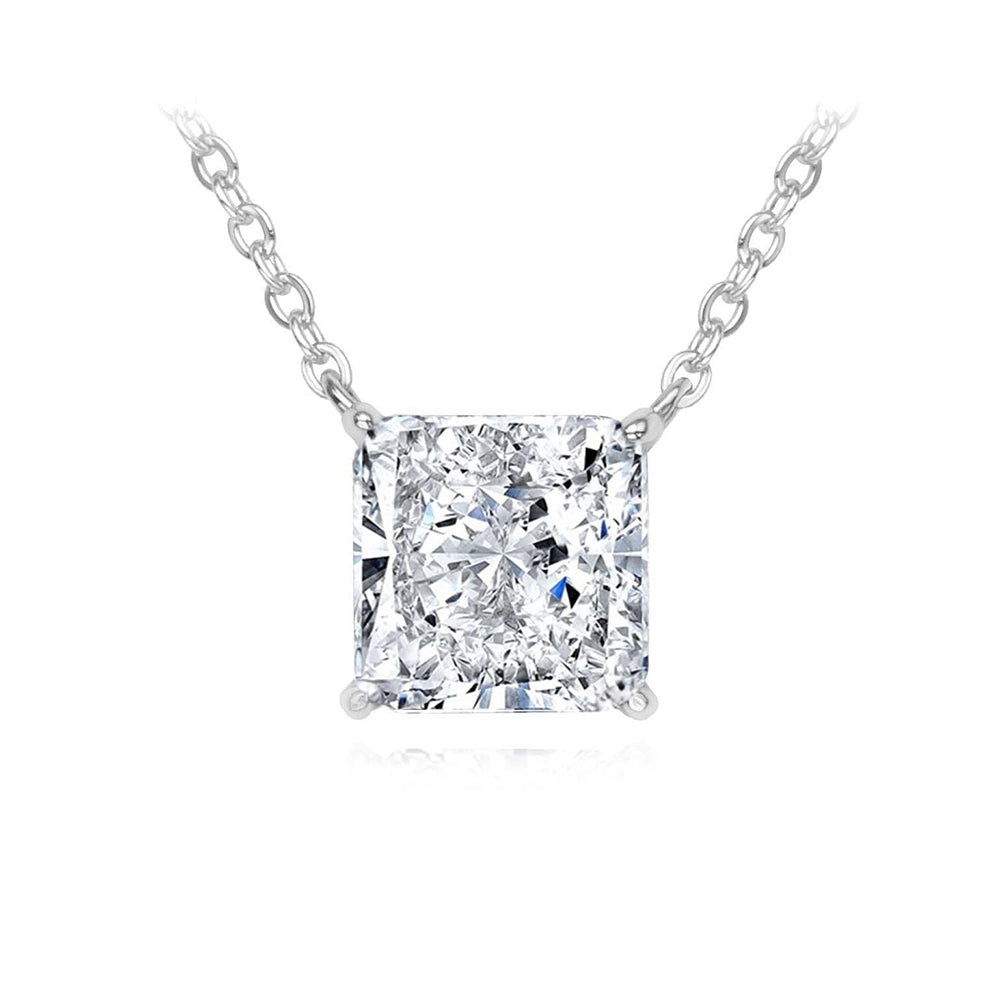 LIKE A DIAMOND SQUARE NECKLACE | Double White Rhodium Plated