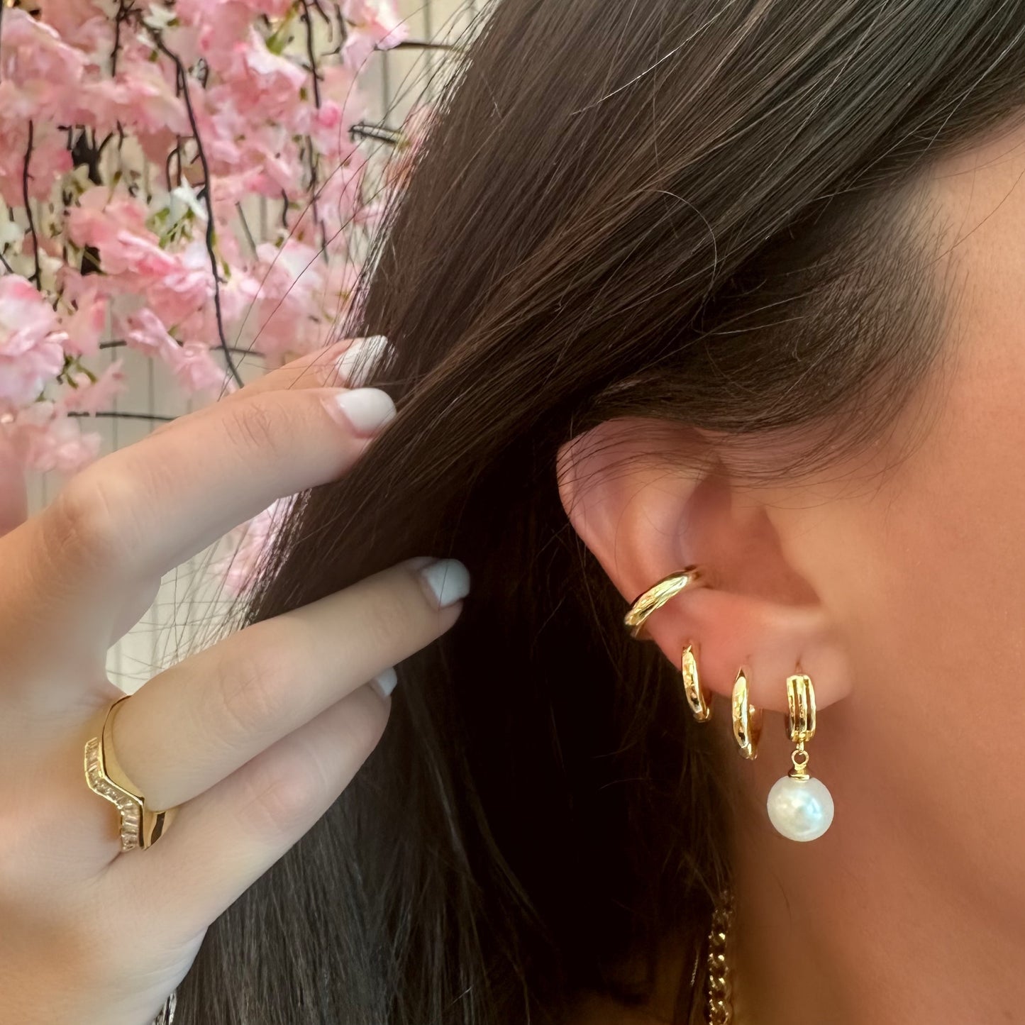 SMOOTH HOOPS TRIO EARRINGS | Double 18K Gold Plated