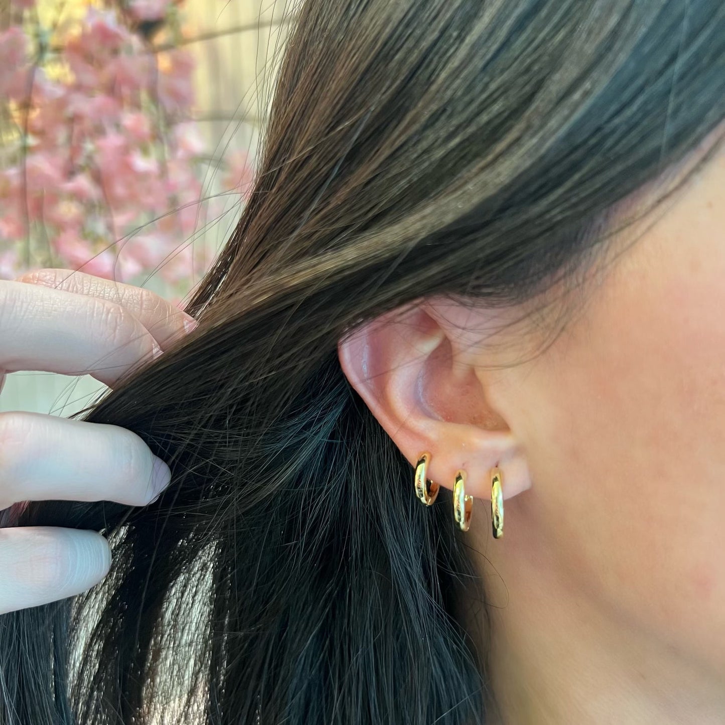 SMOOTH HOOPS TRIO EARRINGS | Double 18K Gold Plated