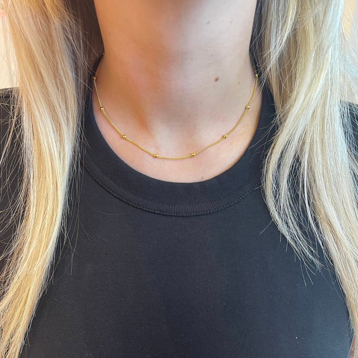 Little Balls Choker Necklace Chain 15" Inches | 18k Gold Plated