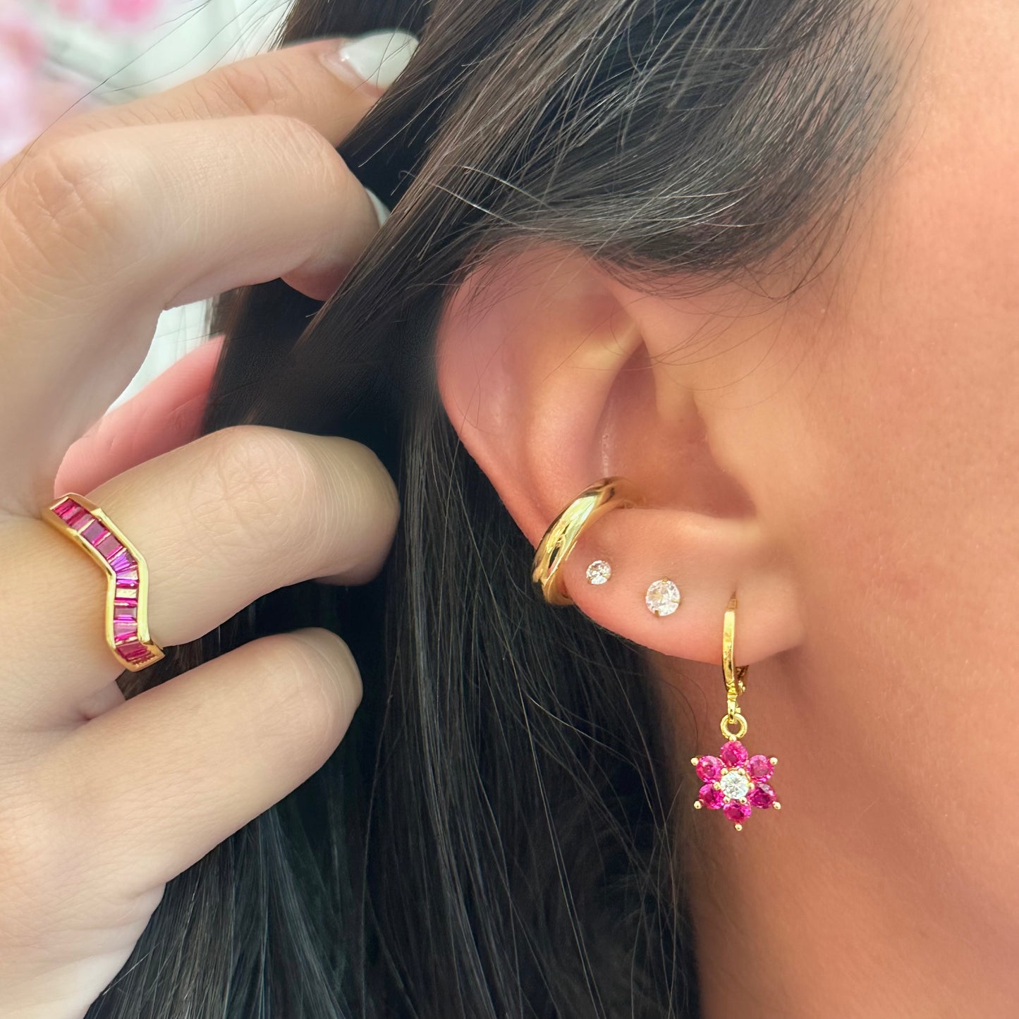 PINK UNIQUE RING | Fourfold 18K Gold Plated