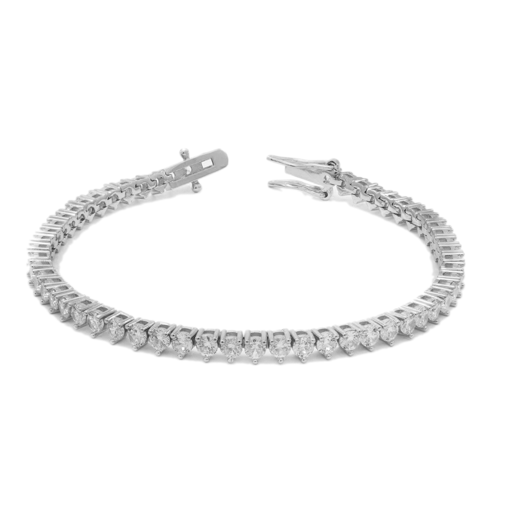7 IN / 18CM - TENNIS CHAIN BRACELET | White Rhodium Plated