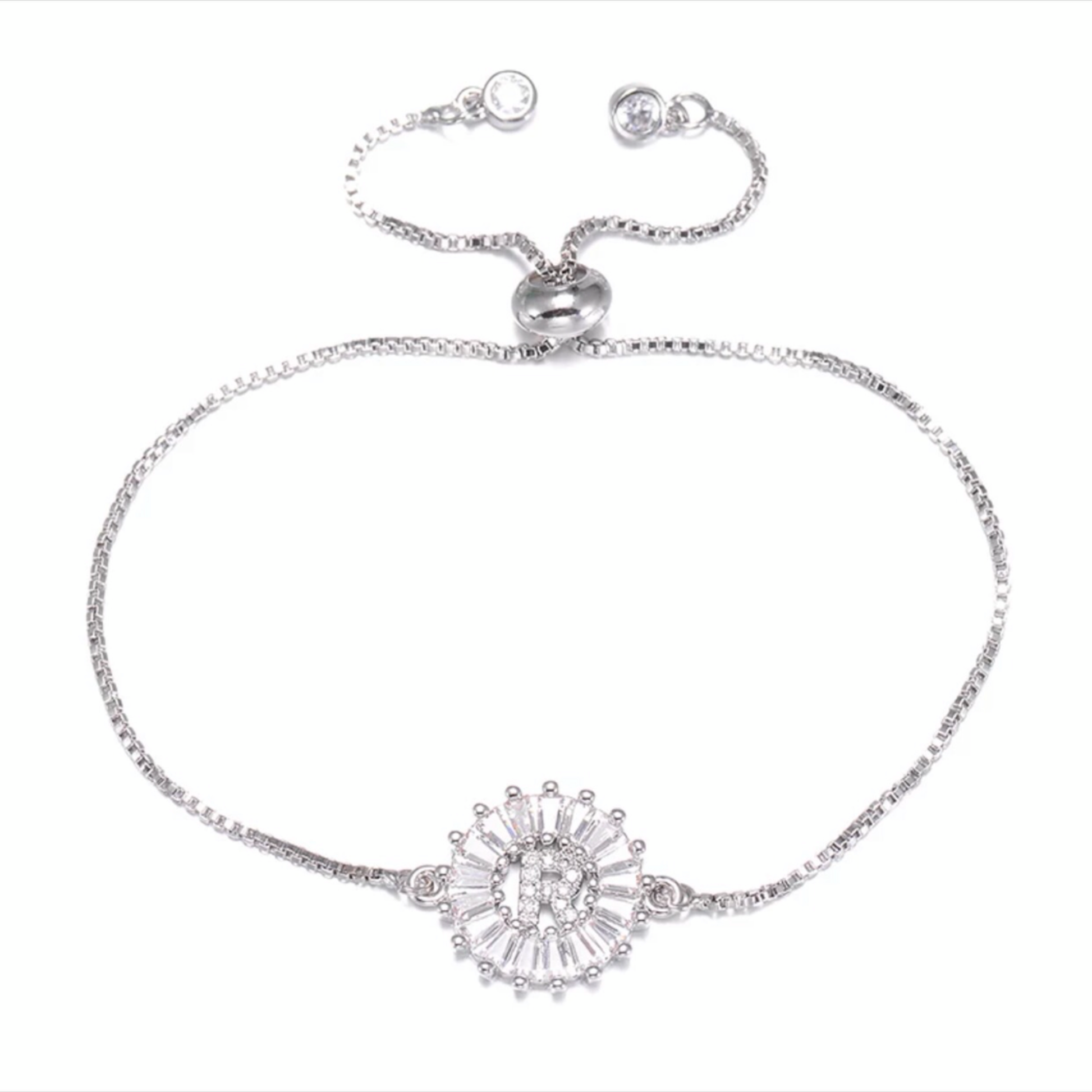 Mandala Letter Bracelet  A - Z | WHITE RHODIUM PLATED - Unique Brazilian Jewelry (4364766150731)